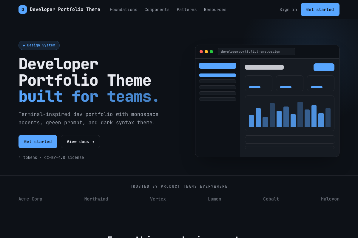 Developer Portfolio Theme preview