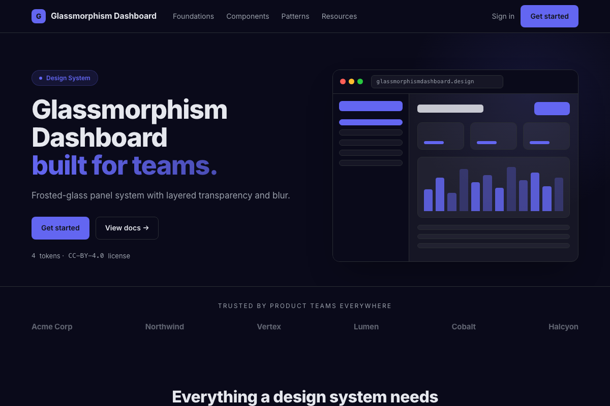 Glassmorphism Dashboard preview