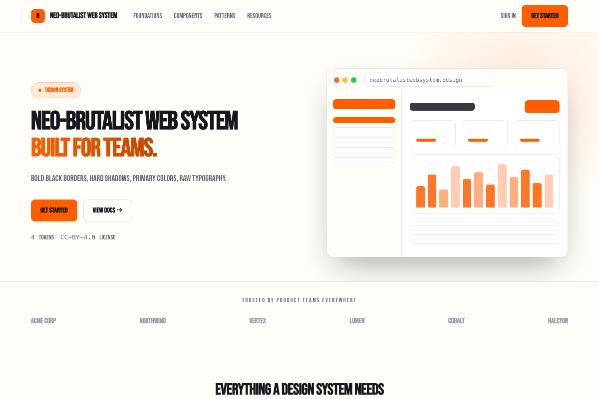 Neo-Brutalist Web System preview